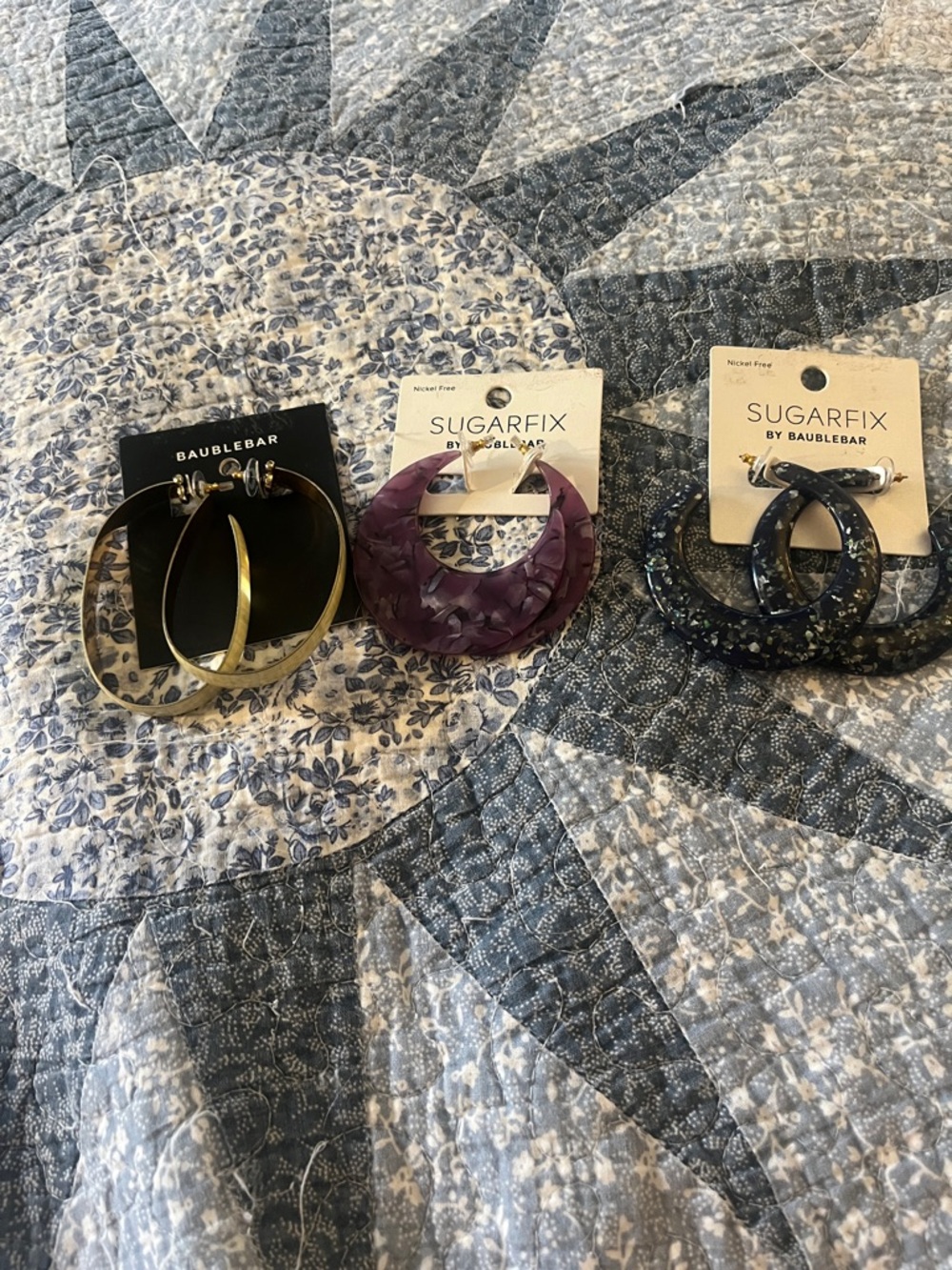 NWT BaubleBar Mixed Resin and Metal Hoop Earring Lot